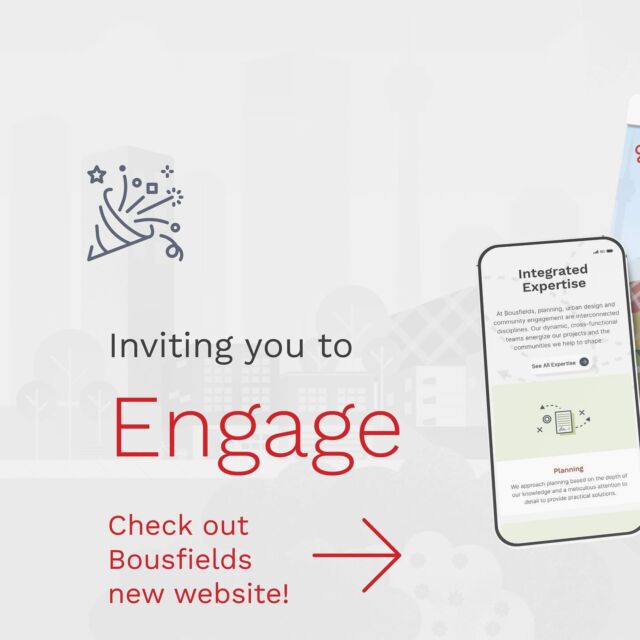 🎉it’s here! We invite you to #engage with our brand new website!

🖥️ Check it out at www.bousfields.ca

Special shout-out to Premise for all of their work bringing this new website to fruition!