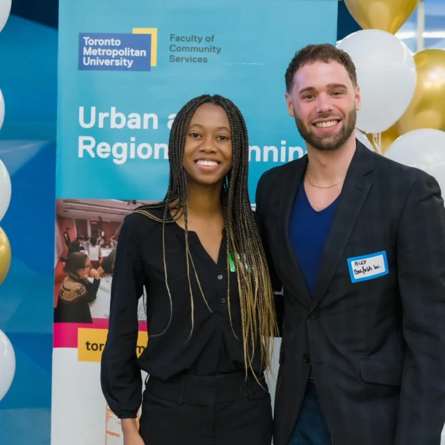 Big congrats to Rayah Flash, the recipient of the Bousfields Graduate Entrance Award at TMU, honouring future planning leaders. Rayah’s dedication of planning, place-making, and creating vibrant communities inspires us all! Bousfields Senior Associate Alex Savanyu (and TUM alum) was in attendance to present Raya with the award at the TMU ceremony.