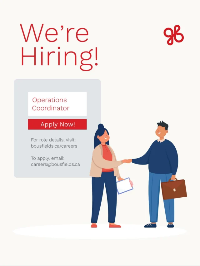We’re #Hiring!! We are currently recruiting for an Operations Coordinator. Visit www.bousfields.ca or for more info, click the link in our bio and email careers@bousfields.ca to apply!